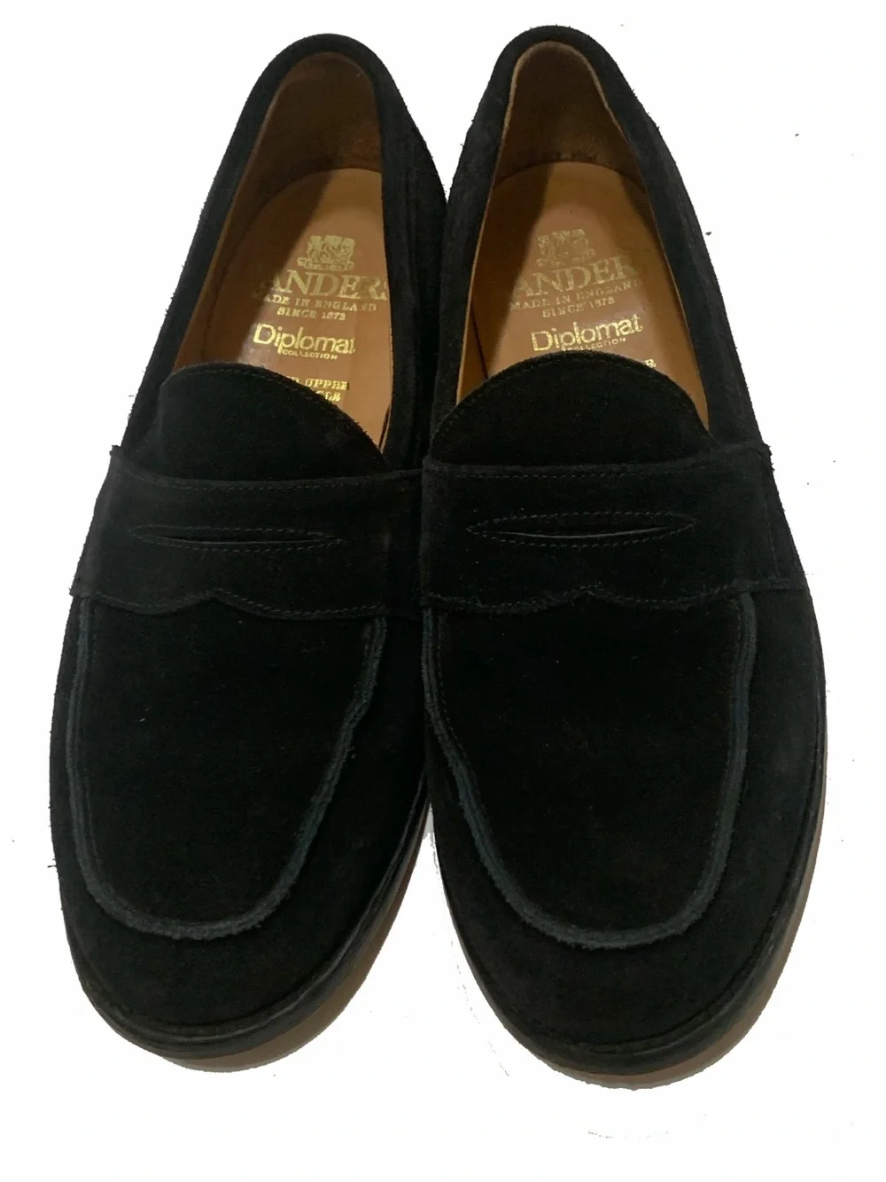 8.5 / Sanders Men’s Black Suede Penny Loafers Madrid | Mens Buttseam Penny Loafer | Leather Sole main image 2